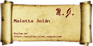 Maletta Jolán névjegykártya