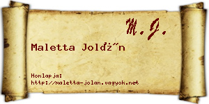 Maletta Jolán névjegykártya
